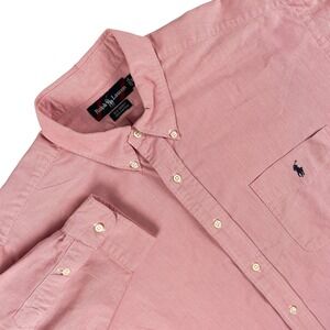 Ralph Lauren Shirt Mens XL Pink Microcheck Long Sleeve Button Down Pony‎ Logo